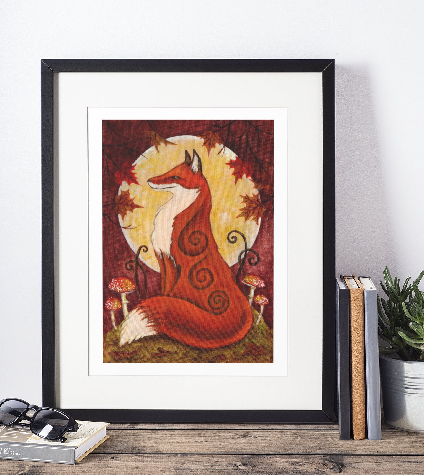 Mockup of print on shelf