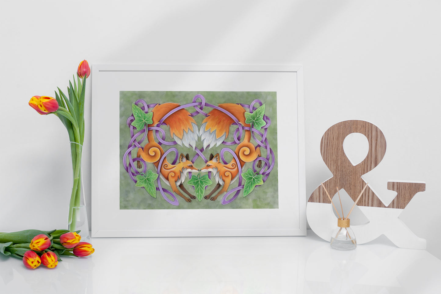 Mockup of print on shelf