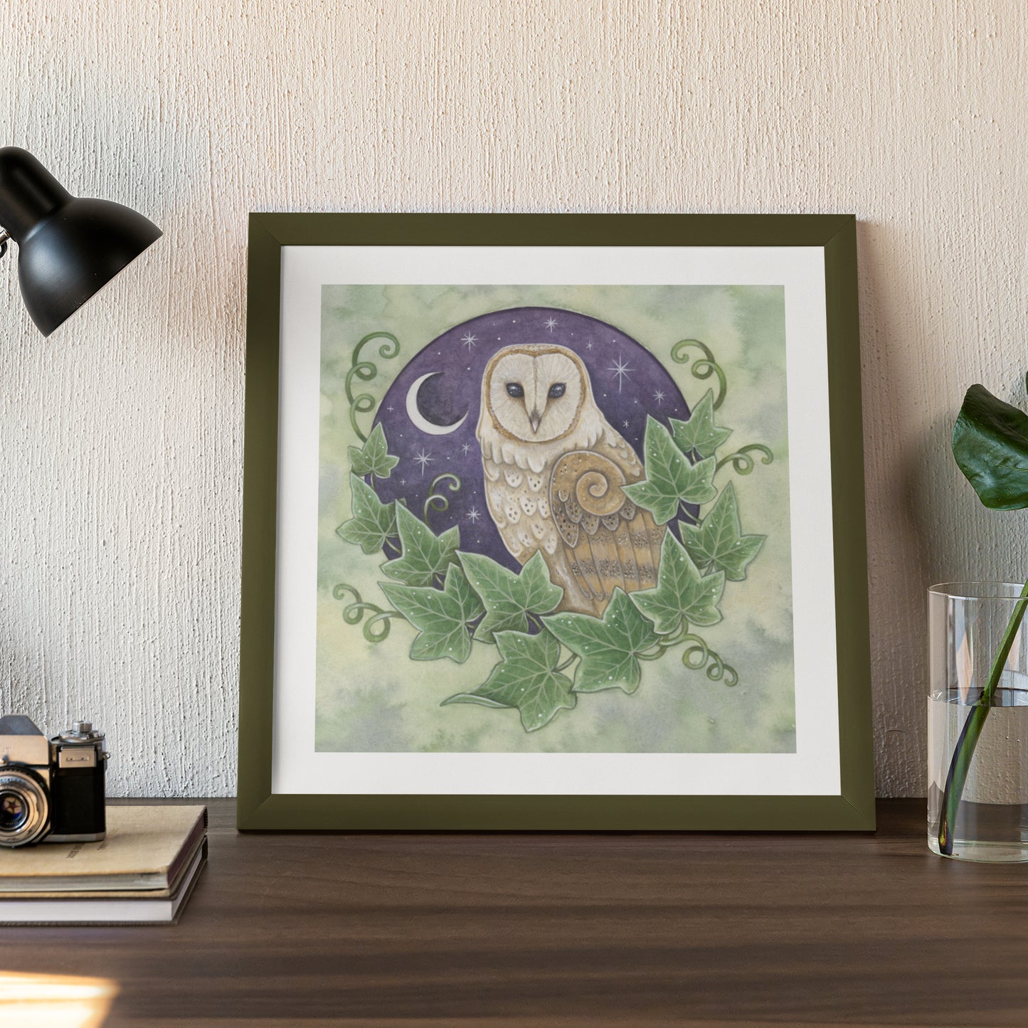 Mockup of print on shelf