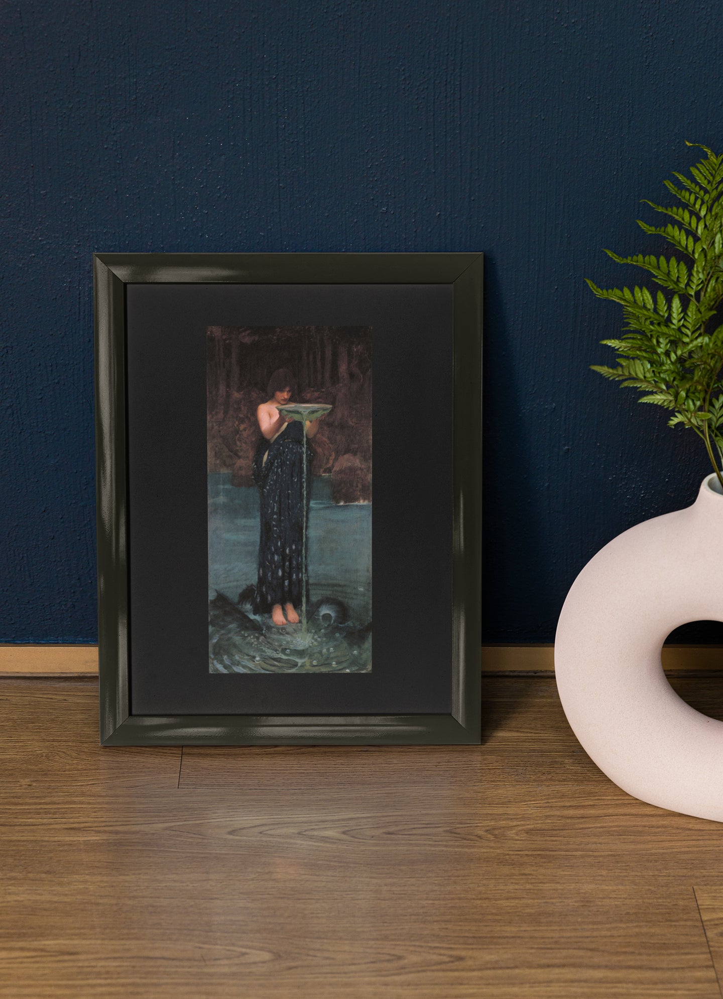 Mockup of poster on table