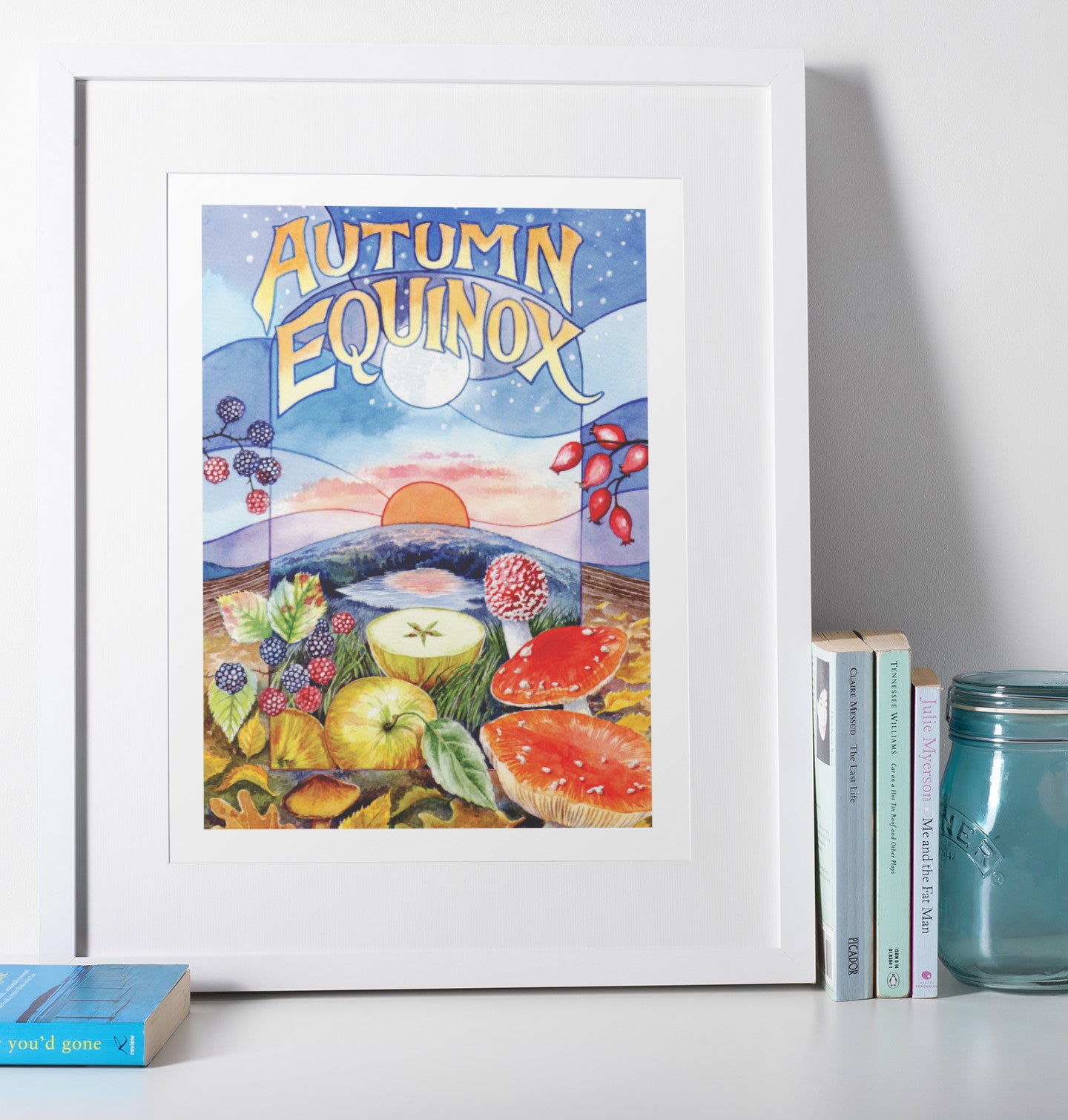 Mockup of print on shelf