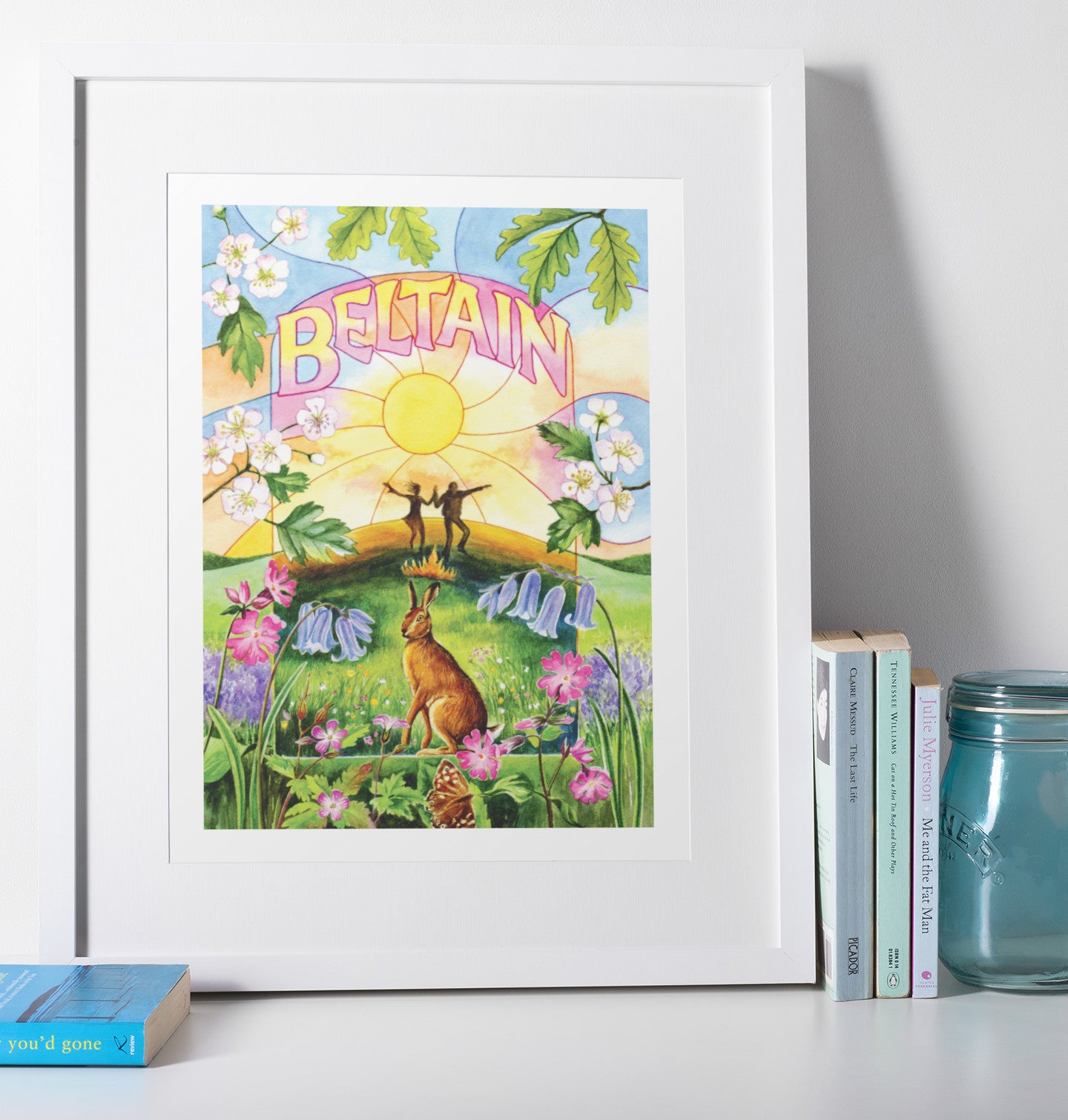 Mockup of print on shelf