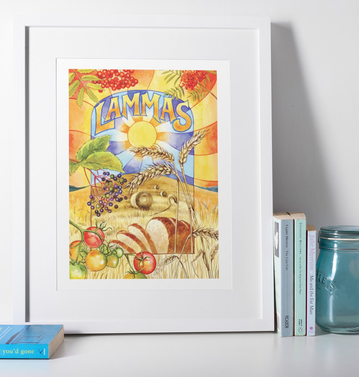 Mockup of print on shelf