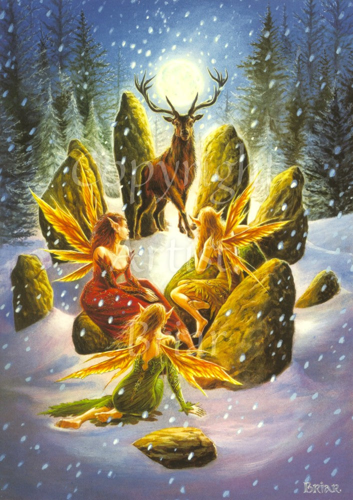 Yule Stag Yule / Christmas / Winter Solstice Card Moondragon