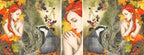 The wrap image of the mug. The image is repeated around the mug, with a slice in the centre of the head and shoulders of the woman.