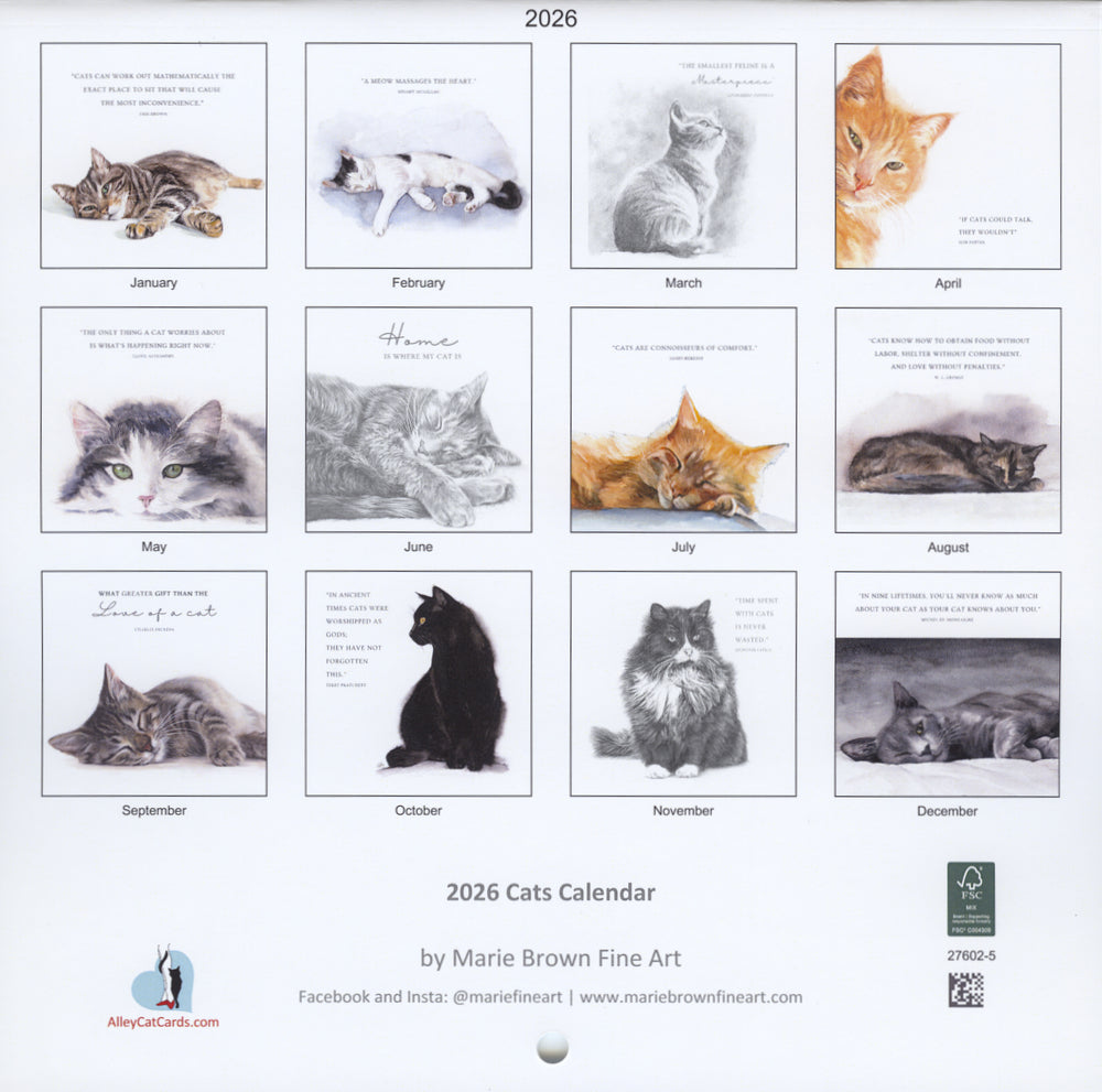 Marie Brown's Cats 2026 Calendar