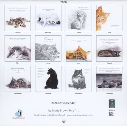 Marie Brown's Cats 2026 Calendar