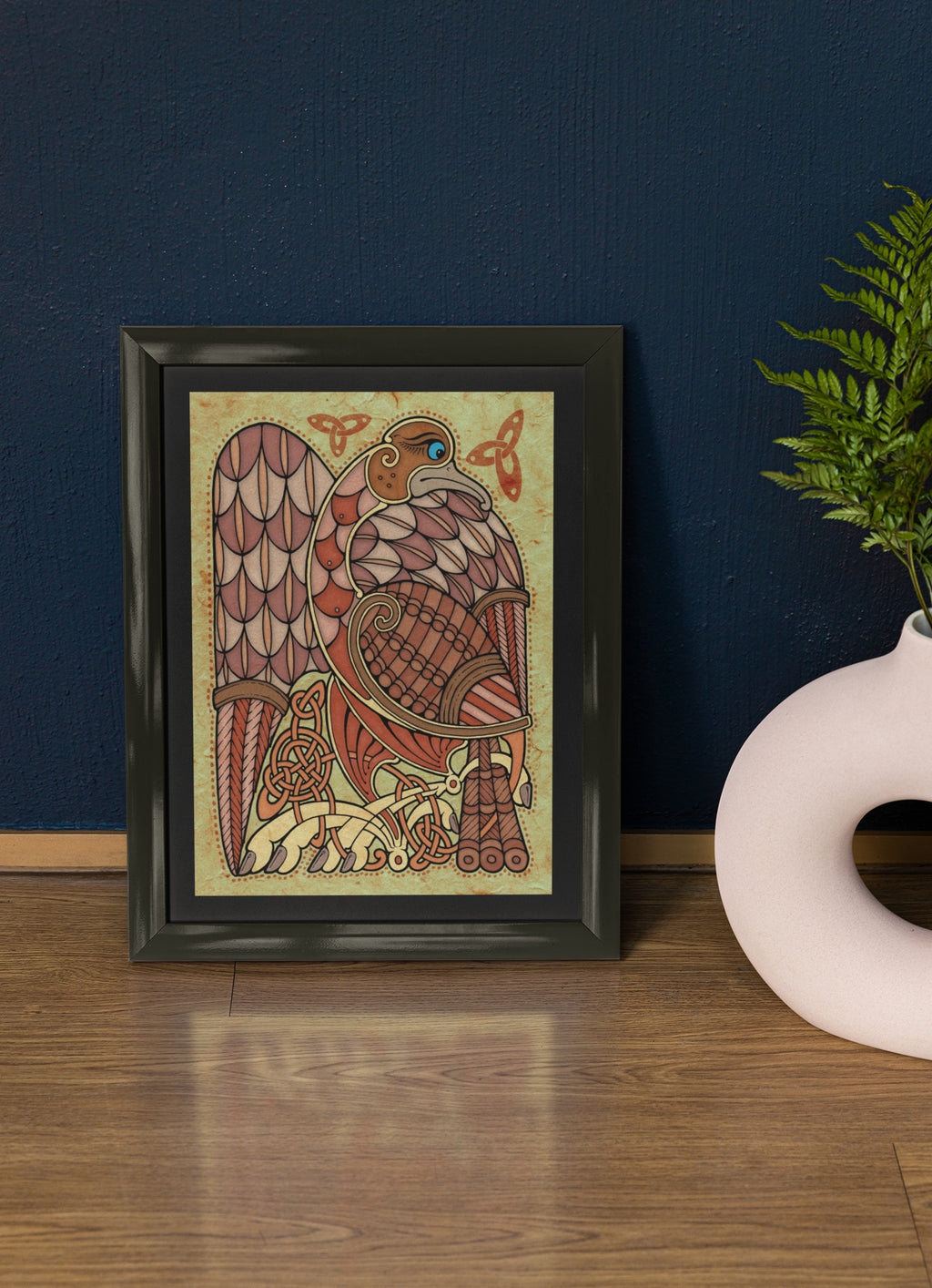 Mockup of poster on table