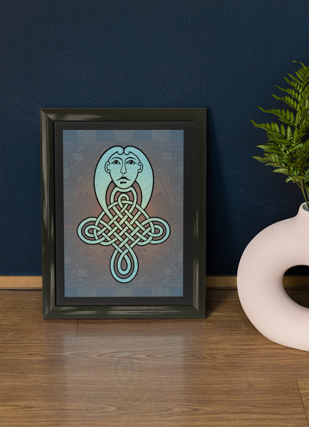 Mockup of poster on table