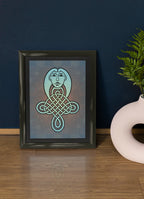 Mockup of poster on table