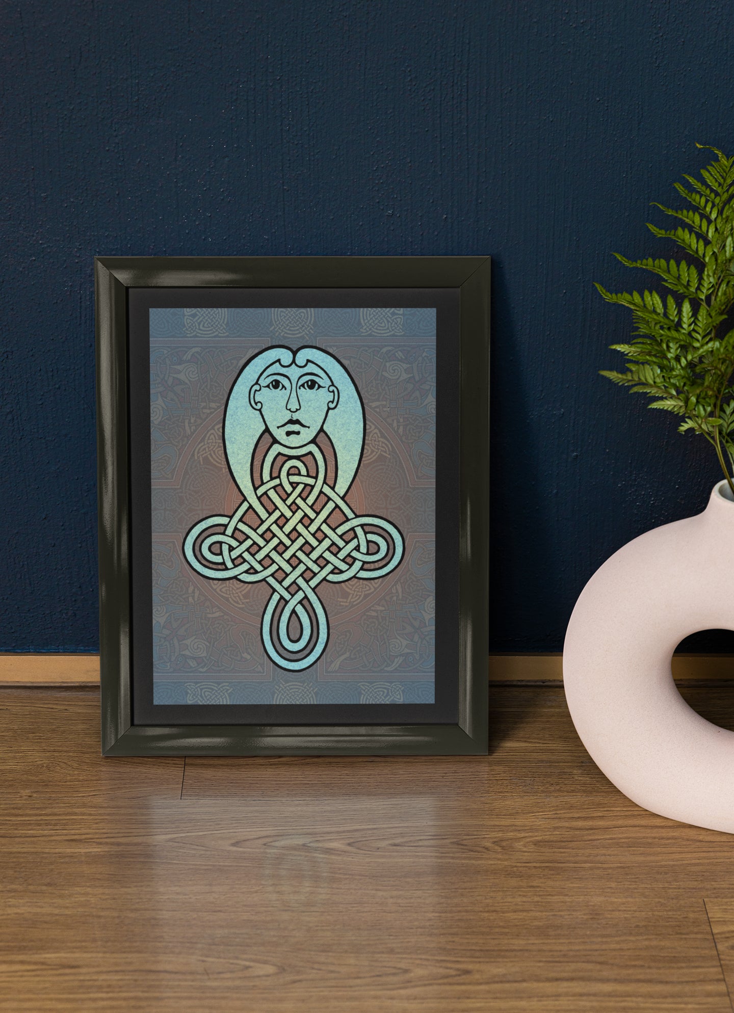 Mockup of poster on table