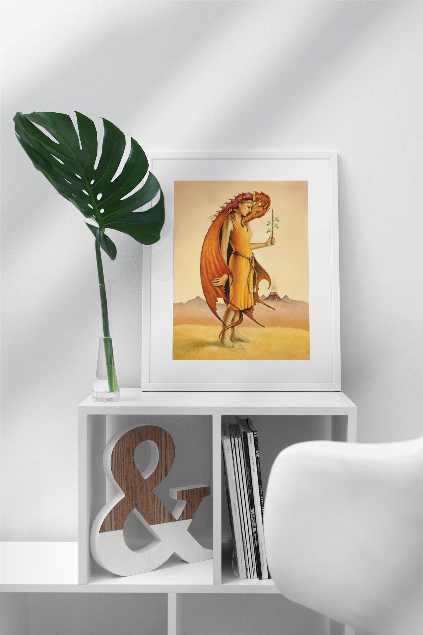 Mockup of art print on table