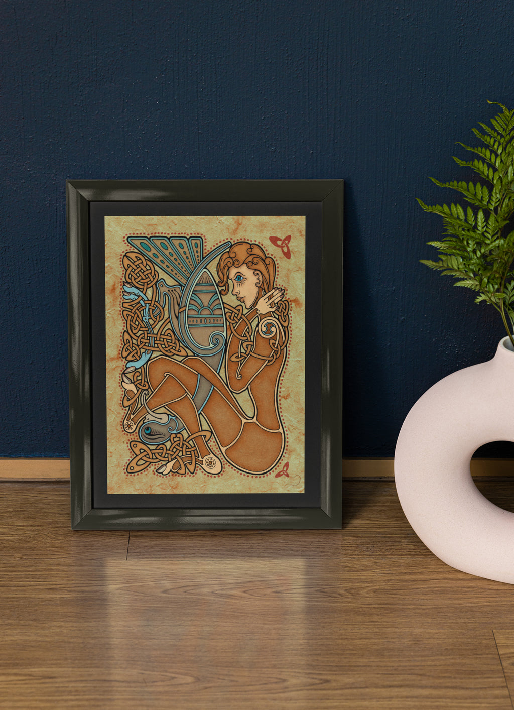 Mockup of poster on table
