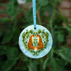 Ceramic Ornament - Valentine's Foxes