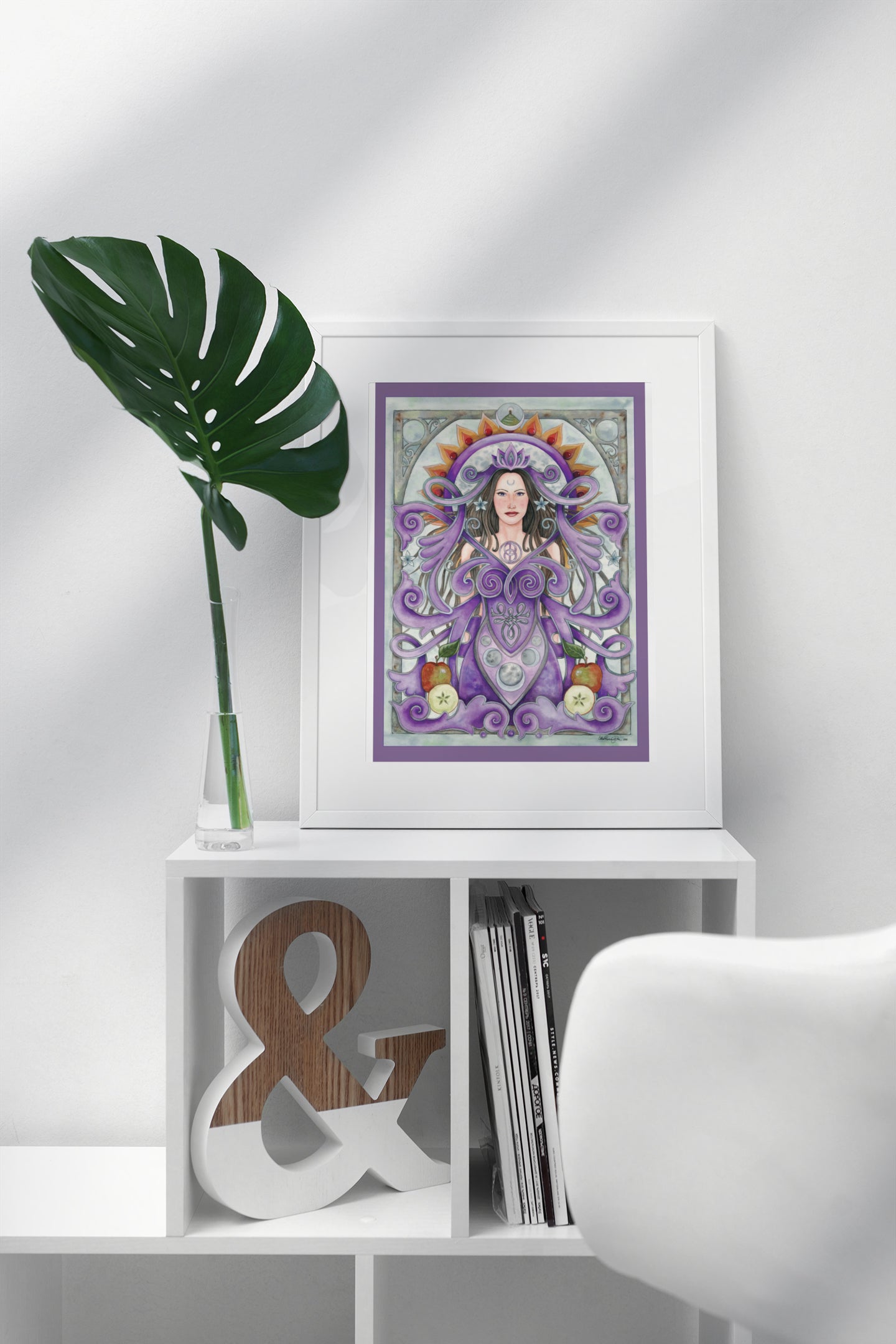 Mockup of print on shelf