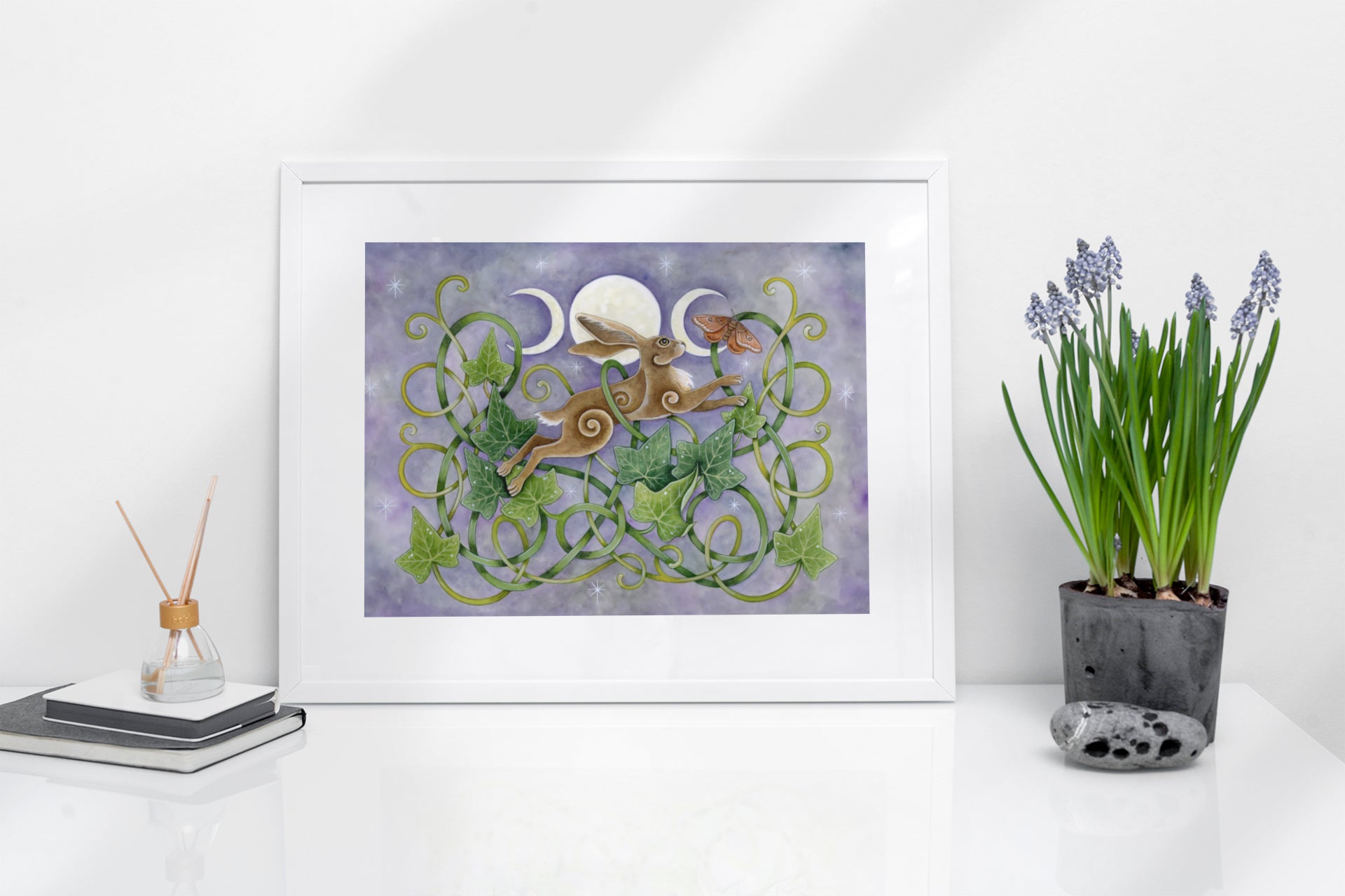 Mockup of print on shelf