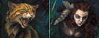 The wrap image of the mug: The cat is on one side with the woman on the other.