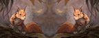The wrap image of the mug: the squirrel design appears on each side of the mug, one side reversed so two squirrels appear to face one another.