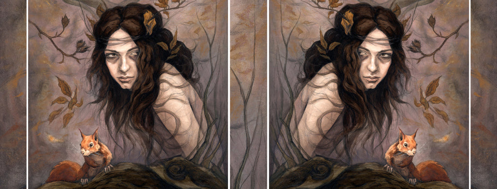 The wrap image of the mug: The design appears on both sides of the mug, with narrow strips of background filling the gaps.