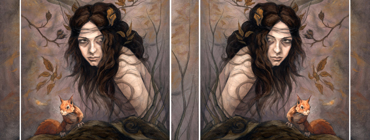 The wrap image of the mug: The design appears on both sides of the mug, with narrow strips of background filling the gaps.