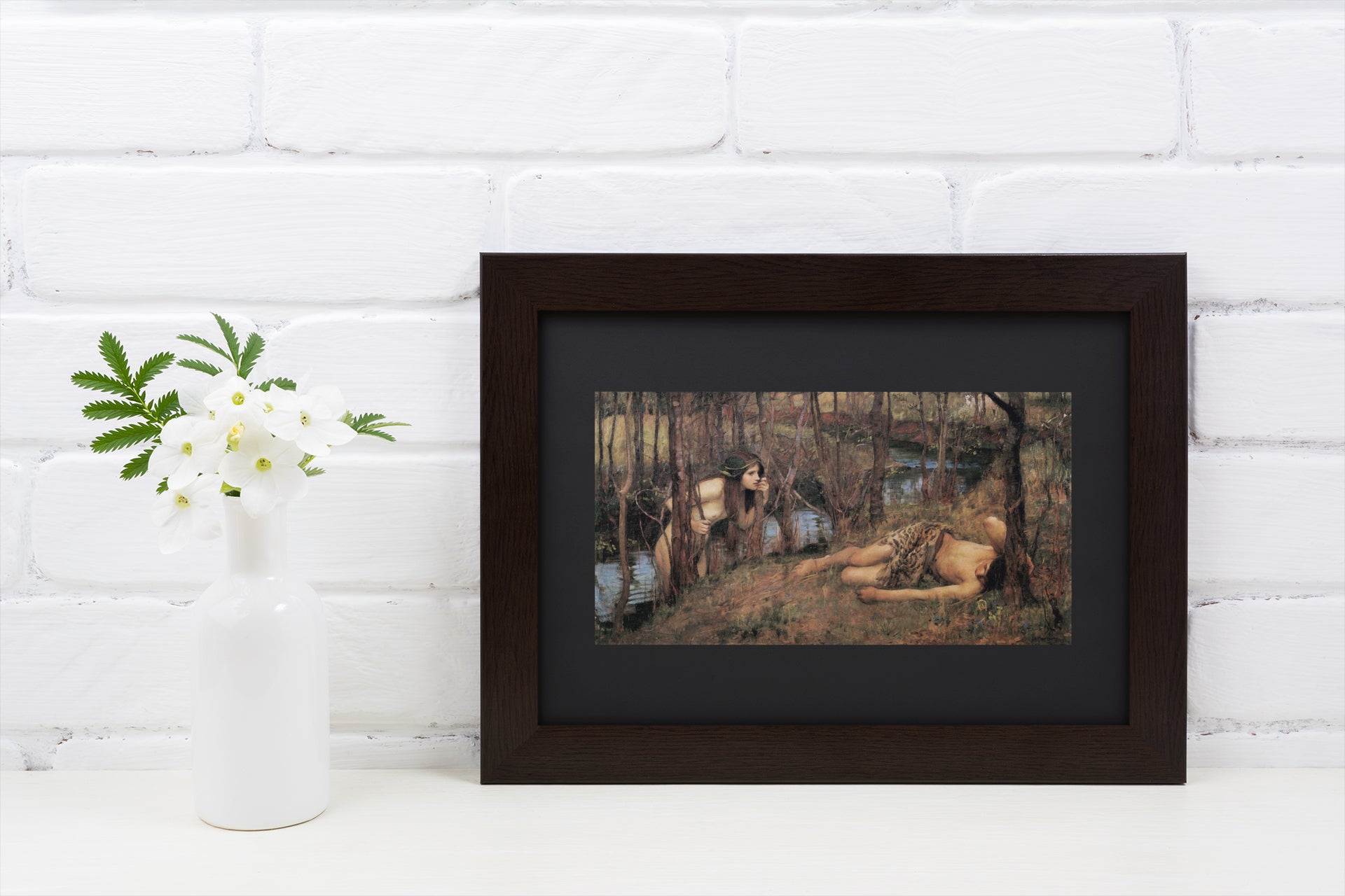 Mockup of poster on table