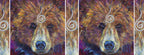 The wrap design of the image. The bear is shown once on each side of the mug, with the spiral from the bear's forehead filling the gaps inbetween.