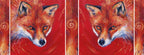 The wrap image of the mug. The fox appears once each side of the mug, with the spiral from the fox's forehead filling the gaps inbetween. One fox image is reversed so the foxes face each-other.