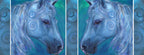 The wrap design of the mug. The horse is shown once each side of the mug, with the spirals from the head filling the gaps inbetween. One of the horses is reversed, so they face each-other.