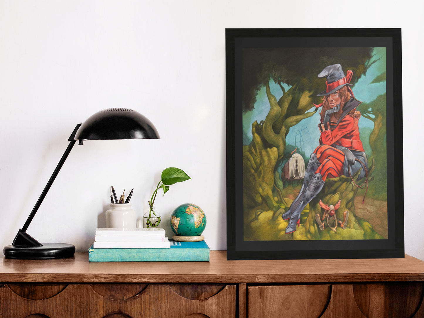 Mockup of print on shelf