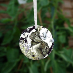 Ceramic Ornament - Hares in the Hedgerow