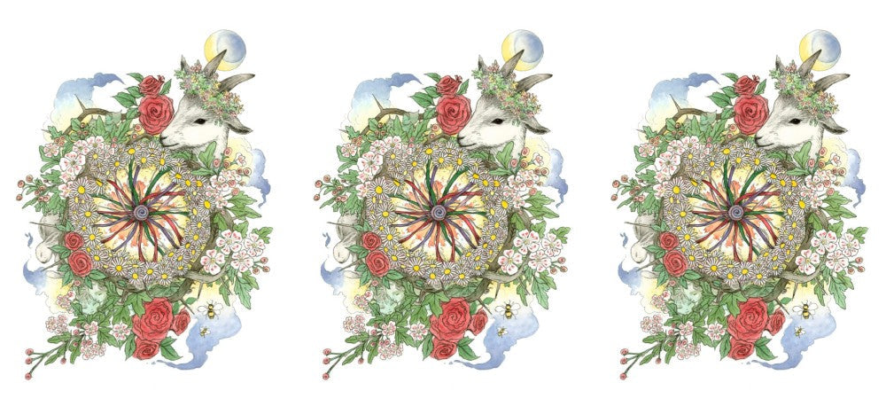 The wrap design of the mug. The design is repeated three times around the mug.