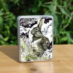 Rectangular Tin - Hares in the Hedgerow