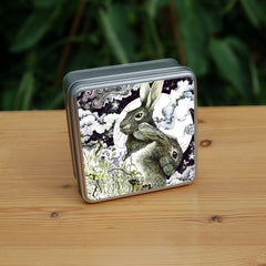 Square Tin - Hares in the Hedgerow