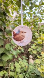 Video of ornament rotating against a leafy background.
