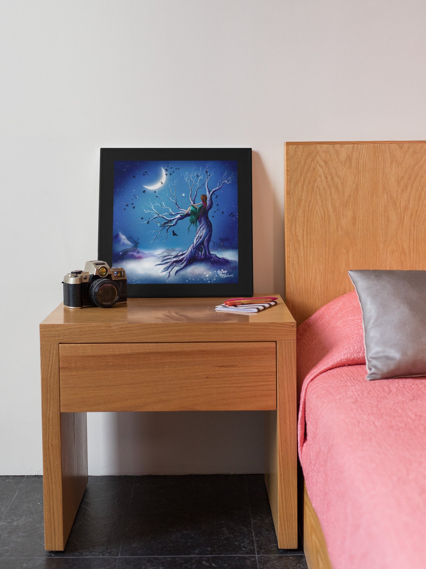 Print mockup sitting on table