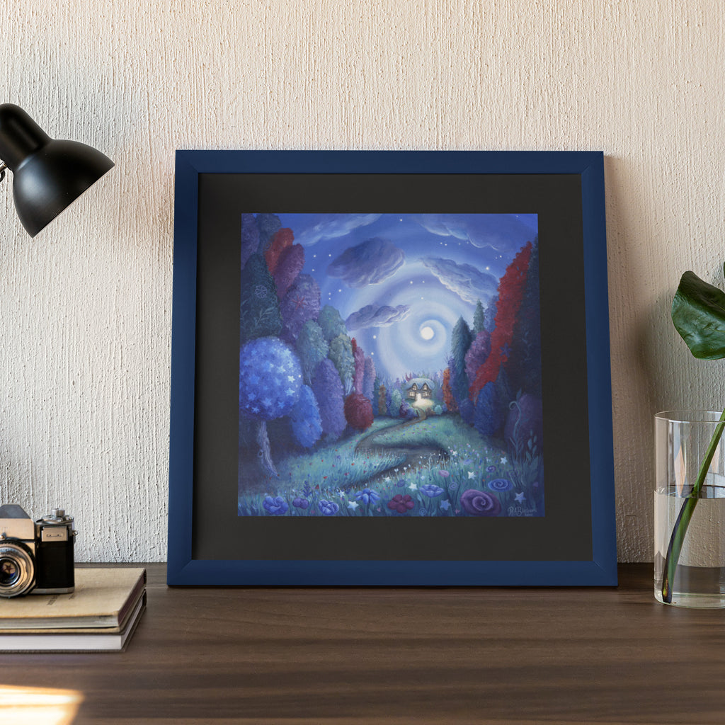 Print mockup sitting on table