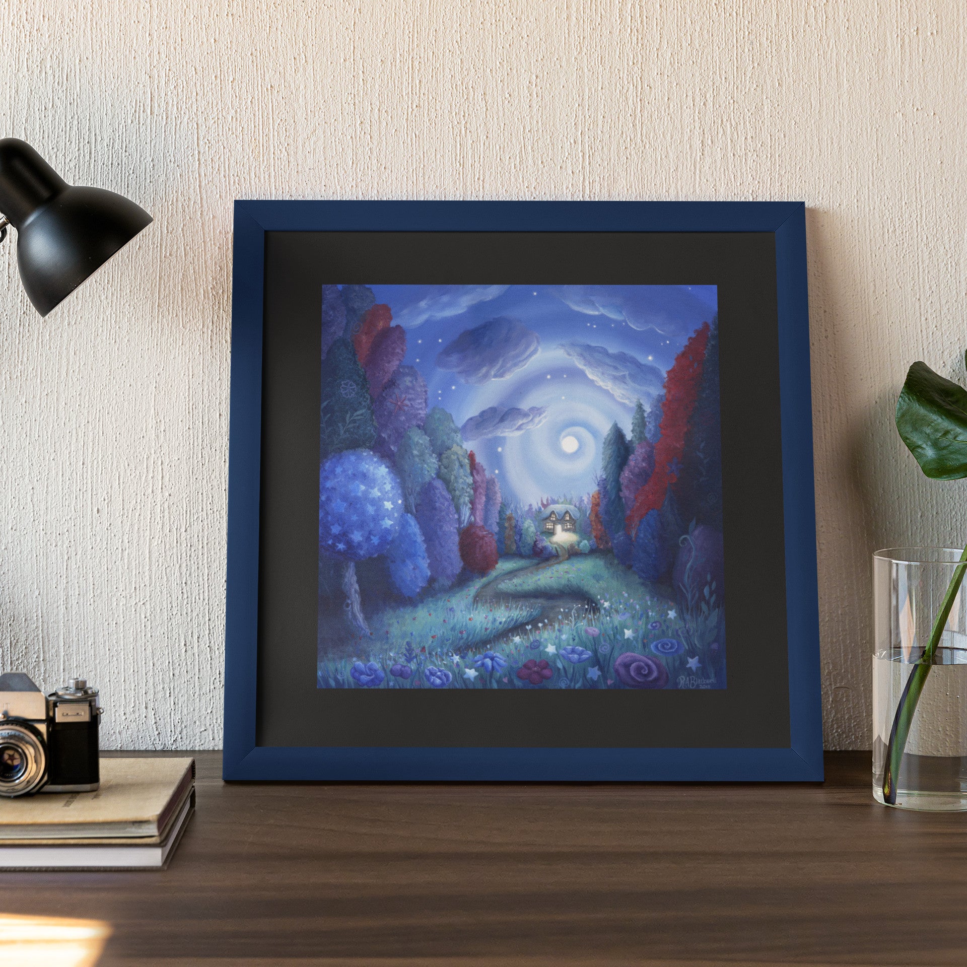 Print mockup sitting on table