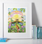 Mockup of print on shelf