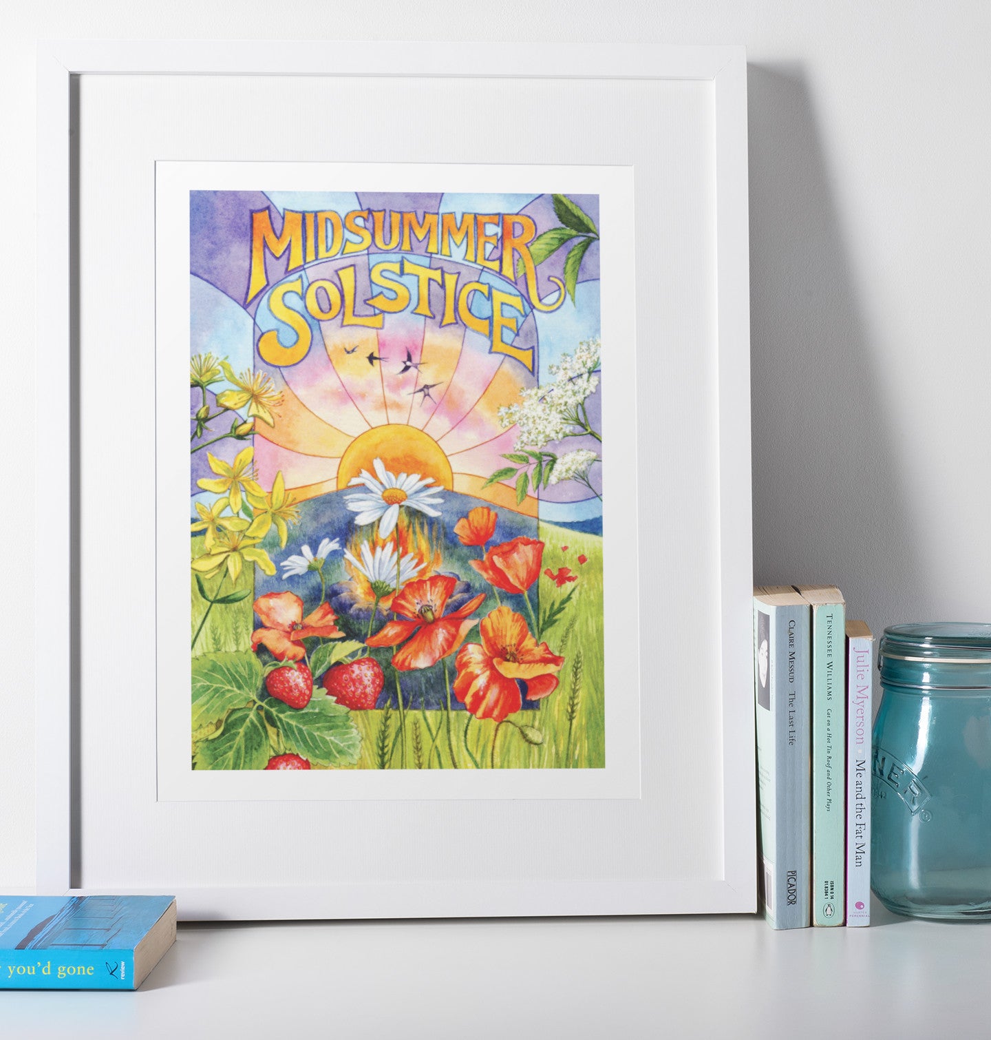 Mockup of print on shelf