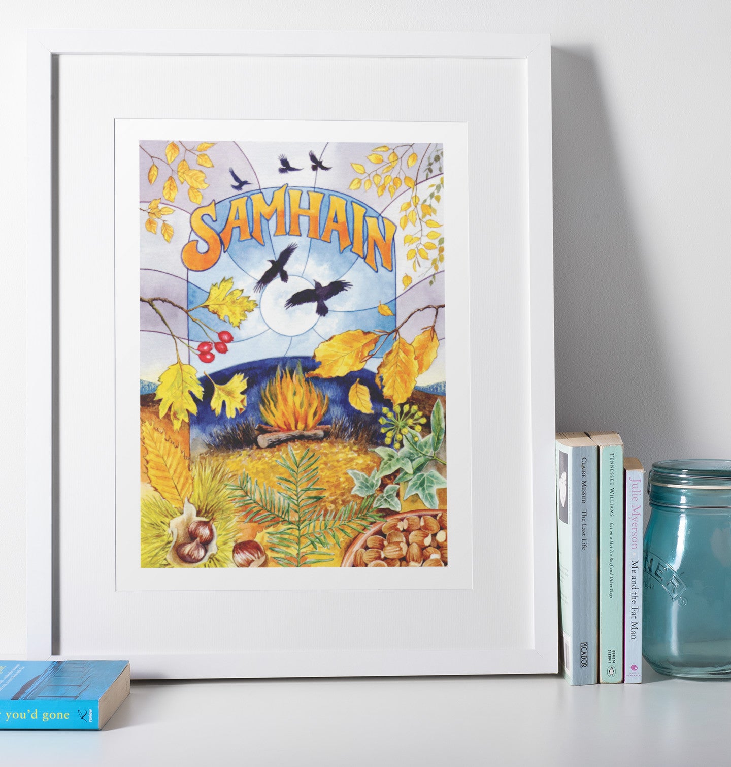 Mockup of print on shelf