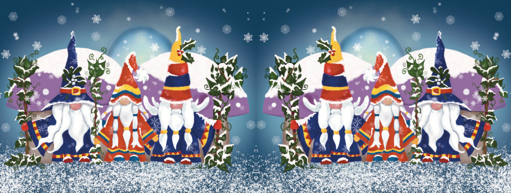 Wrap design of mug. The design is repeated once around the mug.