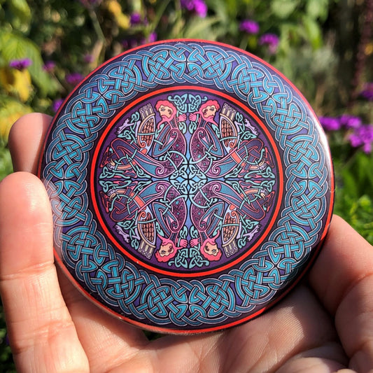 Celtic Pocket Mirror - Four Men, Four Birds