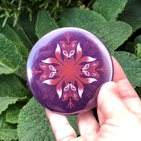 Pocket Mirror - Fox Mandala