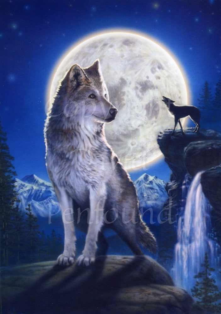 Blue Moon - Wolf Greeting Card – Moondragon