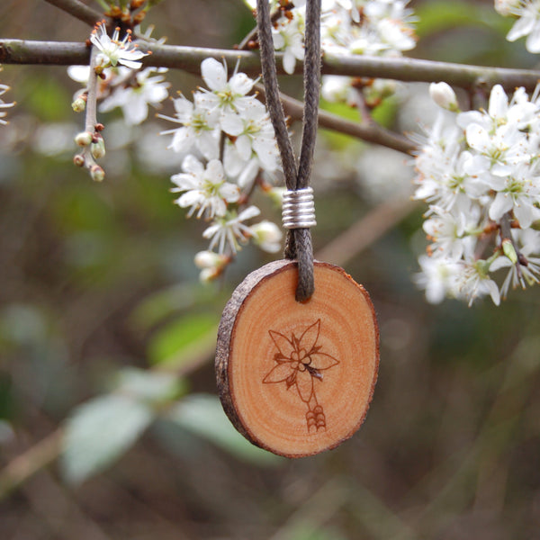 Real Wood Pendant and Card - Peace/Tranquillity - Stonecrop